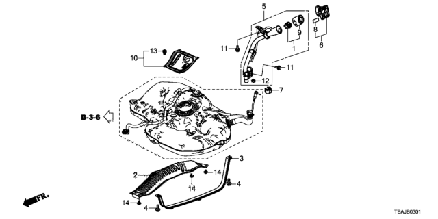 2018 Honda Civic Fuel Tank Guard - Fuel Filler Pipe Diagram