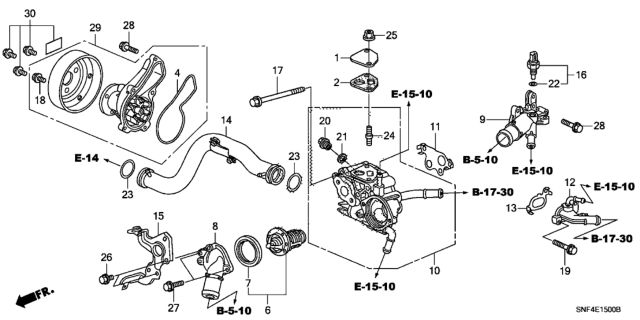 2010 Honda Civic 4 Door GX KA 5AT Water Pump Diagram