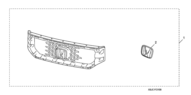2014 Honda Ridgeline 4 Door RTL (SUNROOF/NAVIGATION) KA 5AT Front Grille Diagram