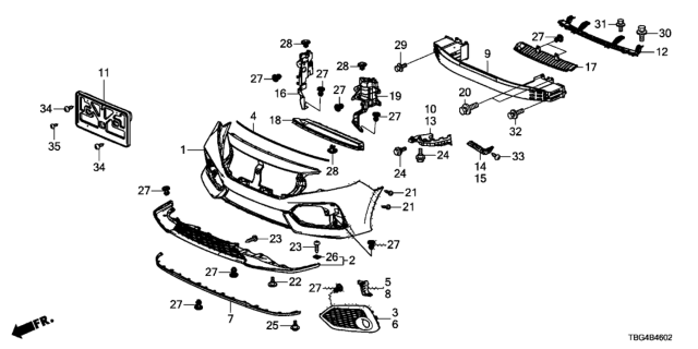 2017 Honda Civic Front Bumper Diagram