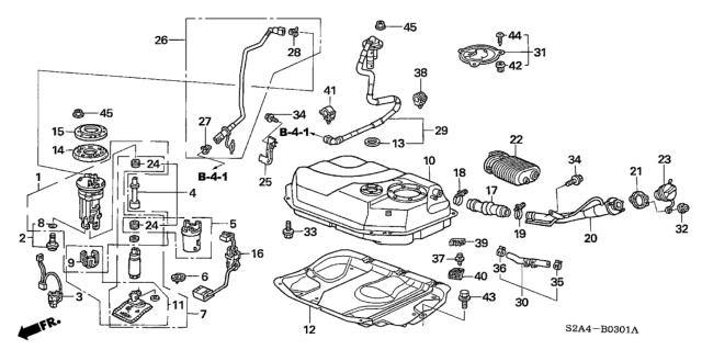 2007 Honda S2000 2 Door S2000 KA 6MT Fuel Tank Diagram