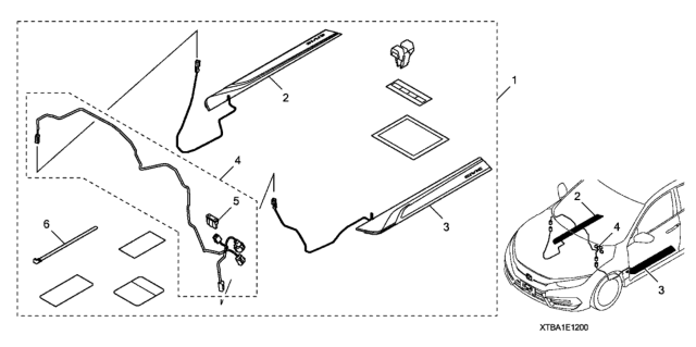 2017 Honda Civic 4 Door TOUR KA CVT Door Sill Trim (Front - Illuminated) Diagram
