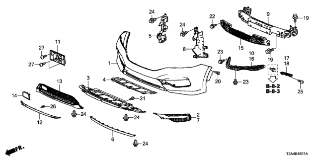 2016 Honda Accord Duct, R. FR. Bumper Side Diagram for 71108-T2F-A50