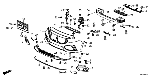 2020 Honda Civic Bolt, Bumper Corn Diagram for 90192-TGJ-003