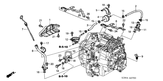 2006 Honda Accord AT ATF Pipe (L4) Diagram