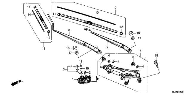 2018 Honda Fit Front Windshield Wiper Diagram