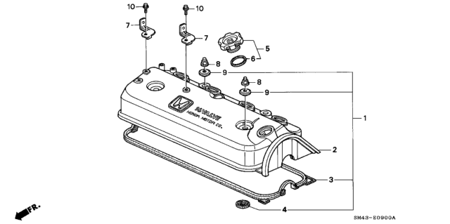 1993 Honda Accord 4 Door EX KA 5MT Cylinder Head Cover Diagram