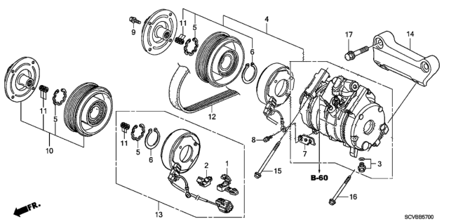 2011 Honda Element A/C Compressor Diagram