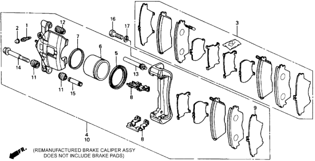 1991 Honda CRX Caliper Assembly, Passenger Side (16Cl13Vn) (Nissin) Diagram for 45210-SH2-A51