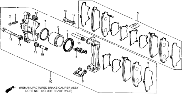1991 Honda CRX 2 Door SI KA 5MT Front Brake Caliper Diagram