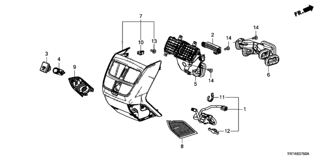 2017 Honda Clarity Fuel Cell Console (Rear) Diagram