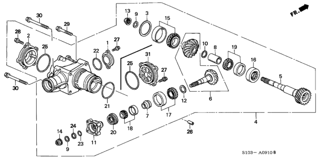 2000 Honda CR-V 5 Door LX (4WD) KA 4AT AT Transfer Diagram