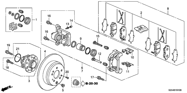2015 Honda Pilot Bearing Assembly, Rear Hub Unit Diagram for 42200-SZB-A01