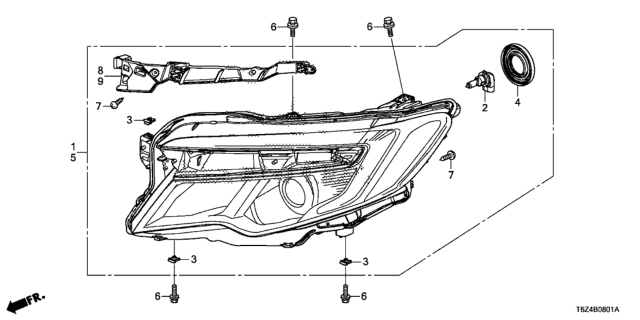 2017 Honda Ridgeline 4 Door BLACK KA 6AT Headlight (Led) Diagram