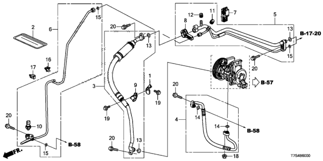 2017 Honda HR-V A/C Air Conditioner (Hoses/Pipes) Diagram