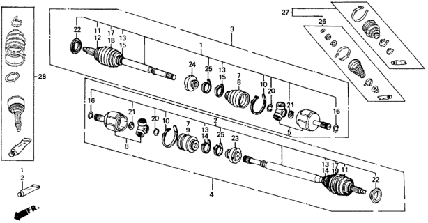 1989 Honda CRX Driveshaft Diagram