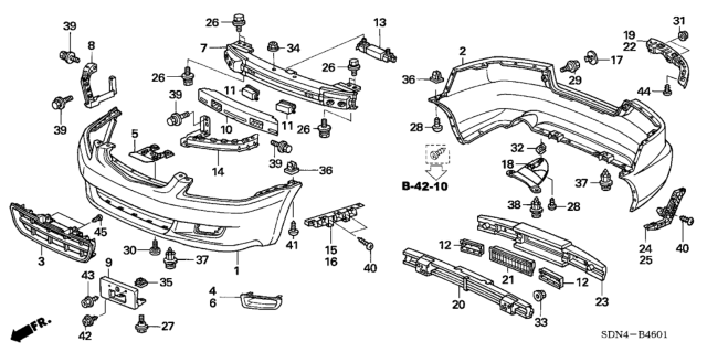 2006 Honda Accord Beam, R. FR. Bumper (Upper) Diagram for 71140-SDA-A10