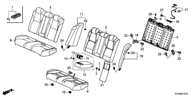 2018 Honda Accord Armrest Assembly, Rear Seat Center (Wisteria Light Gray) Diagram for 82180-TVC-A01ZC