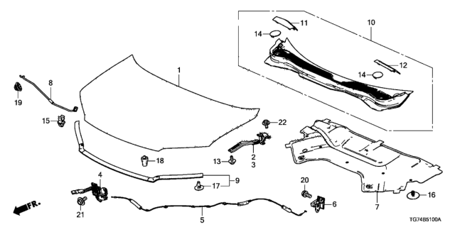 2021 Honda Pilot Engine Hood Diagram