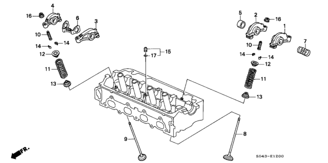 1996 Honda Civic Valve - Rocker Arm (SOHC) Diagram