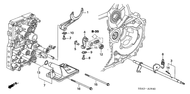 2003 Honda CR-V AT Shift Fork Diagram