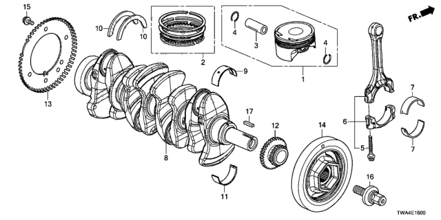 2018 Honda Accord Hybrid Crankshaft - Piston Diagram