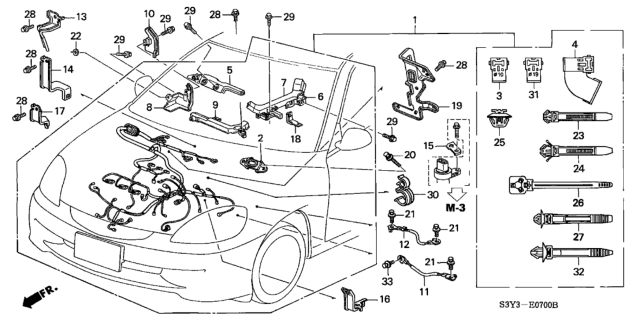 2002 Honda Insight Wire Harness, Engine Diagram for 32110-PHM-A50