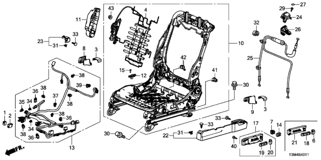 2017 Honda Accord Left Front Seat Frame Diagram for 81526-T3L-A54
