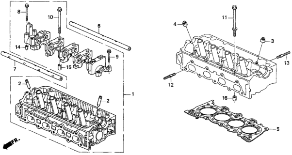 1996 Honda Del Sol 2 Door S KA 5MT Cylinder Head Diagram