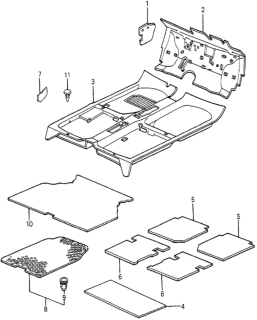 1983 Honda Accord 4 Door DX KA 5MT Floor Mat Diagram