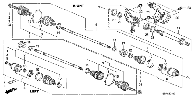 2007 Honda Accord Driveshaft - Half Shaft (V6) Diagram