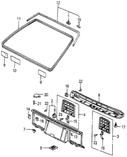 1984 Honda Accord Seal A, Tailgate Diagram for 85831-SA5-000