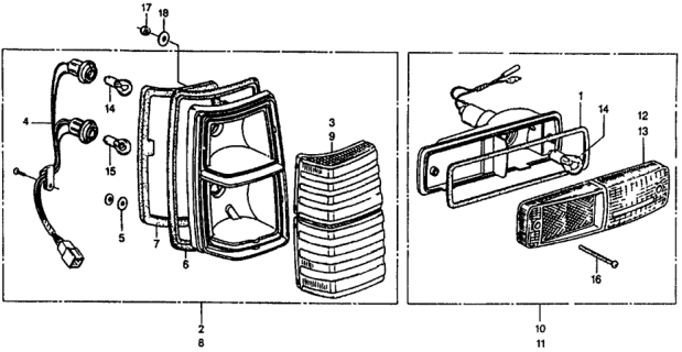 1978 Honda Civic 3 Door ** KL HMT Taillight - Backlight Diagram