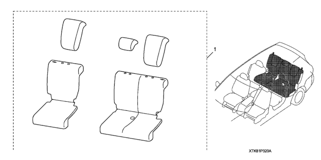 2015 Honda Odyssey 5 Door EXL (LEATHER/RES) KA 6AT Third Row Seat Cover Diagram
