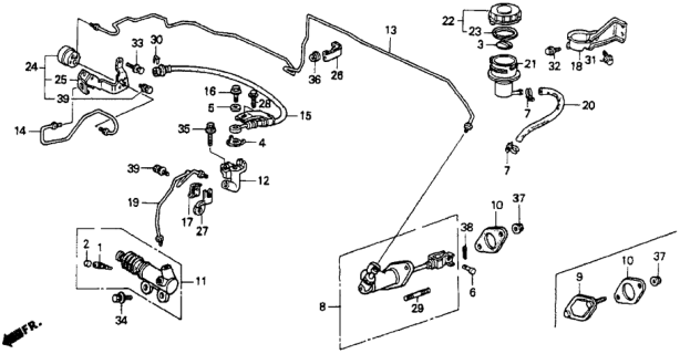 1993 Honda Accord 2 Door EX KA 5MT Clutch Master Cylinder Diagram