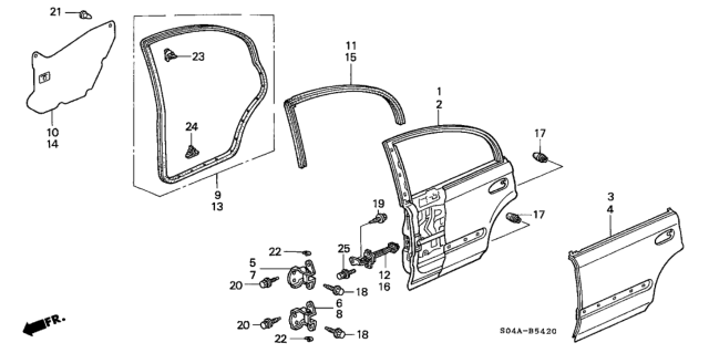 1998 Honda Civic Rear Door Panels Diagram