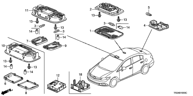 2015 Honda Civic 4 Door MX KL CVT Interior Light Diagram