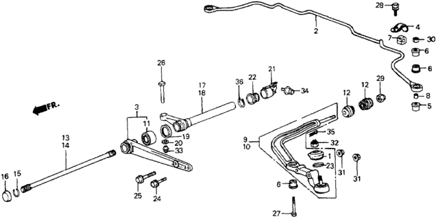 1985 Honda CRX Arm, Right Front Radius Diagram for 51351-SB2-672