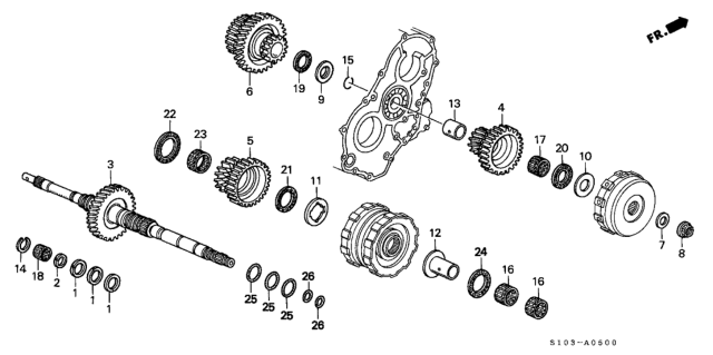 2000 Honda CR-V Gear, Mainshaft Fourth Diagram for 23461-P4P-Z00