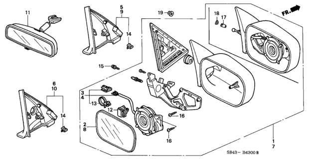 1999 Honda Accord Garnish, L. Door Mirror *YR164L* (MEDIUM TAUPE) Diagram for 76270-S84-A10ZC