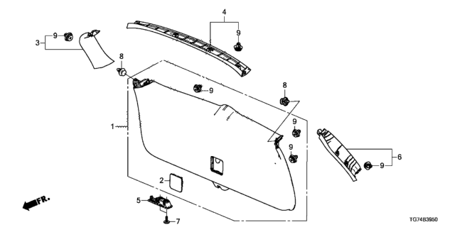 2017 Honda Pilot Garnish, Pull Pocket *NH900L* (DEEP BLACK) Diagram for 84444-TG7-A00ZA