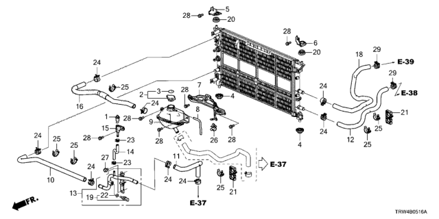 2020 Honda Clarity Plug-In Hybrid Radiator Hose - Expansion Tank Diagram