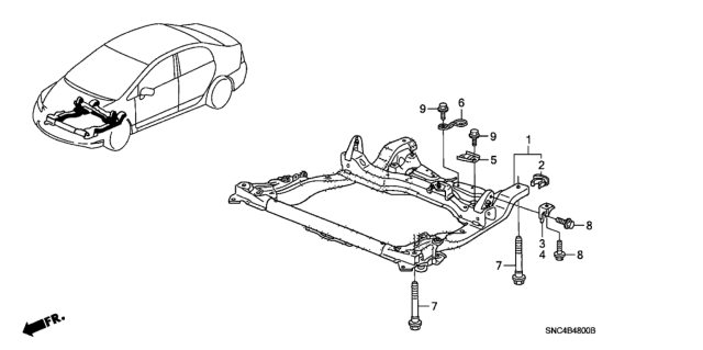 2007 Honda Civic Front Sub Frame Diagram