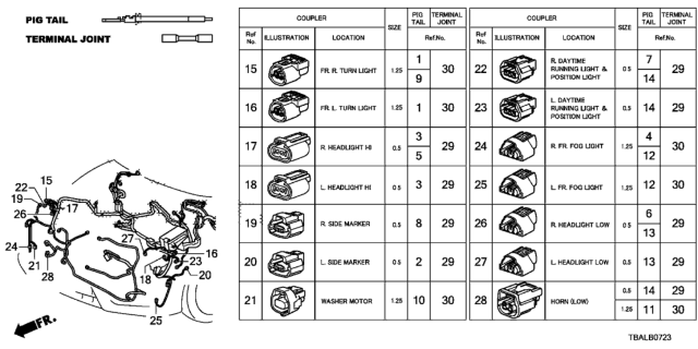 2020 Honda Civic 4 Door EX (LEATHER/TURBO) KL CVT Electrical Connectors (Front) (Halogen Headlight) Diagram 2