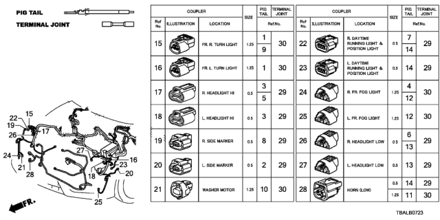 2021 Honda Civic Electrical Connectors (Front) (Halogen Headlight) Diagram