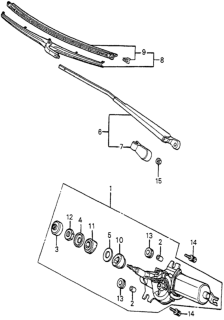 1985 Honda Accord Motor Assembly, Rear Windshield Wiper Diagram for 38420-SA5-023