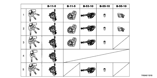 2013 Honda Civic Key Cylinder Set Diagram