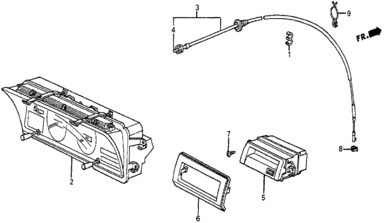 1985 Honda Prelude Cable Assembly, Speedometer Diagram for 37230-SB0-672