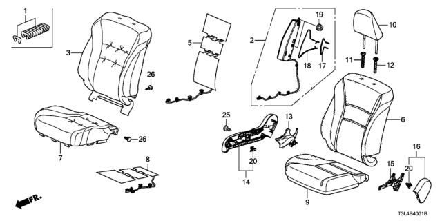 2013 Honda Accord Cover, Right Front Seat-Back Trim (Cashmere Ivory) Diagram for 81121-T3L-A11ZA