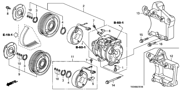 2008 Honda Accord Compressor Diagram for 38810-R70-A01